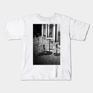 Pavia. Cafe at Night. Black and White. 2010 Kids T-Shirt